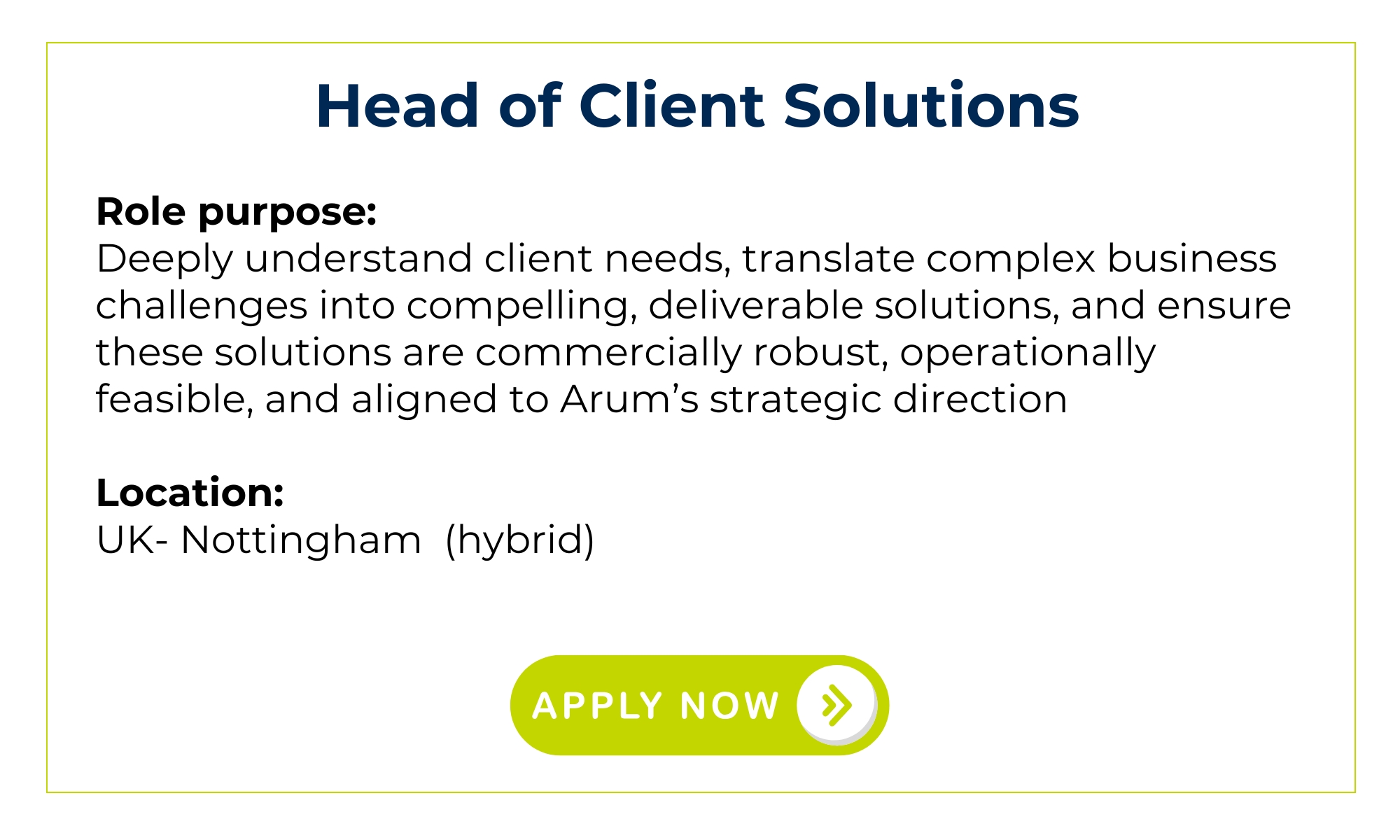 Head of Client Solutions